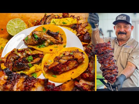 Grill TACOS AL PASTOR Perfectly with a Mini Trompo (Mexican Street Taco & Full Adobo Recipe)
