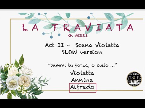 Traviata: Act 2 Scena di Violetta | ALFREDO highlighted | SLOW study| Opera Role Study Accompaniment