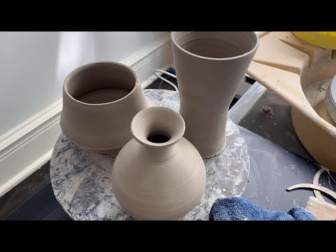 Throwing a Couple Vase Forms on the Wheel - No Narration
