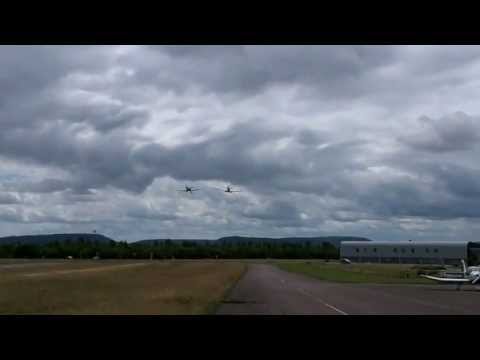 Spitfire and Seafury low pass over Darois airbase, France