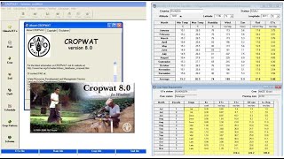 🔴CROPWAT 8.0 || Data, ETo, ET (CWR)&Irrigation requirements (Part 1) || English version tutorial