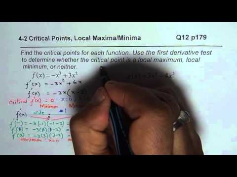 Q12 p179 Find Critical Points Local Maximum Minimum Neither First Derivative Test MCV4U