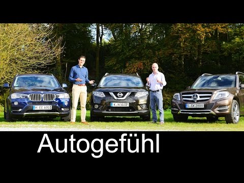 BMW X3 vs Mercedes GLK-Class vs Nissan Rogue X-Trail (all-new) COMPARISON test drive REVIEW