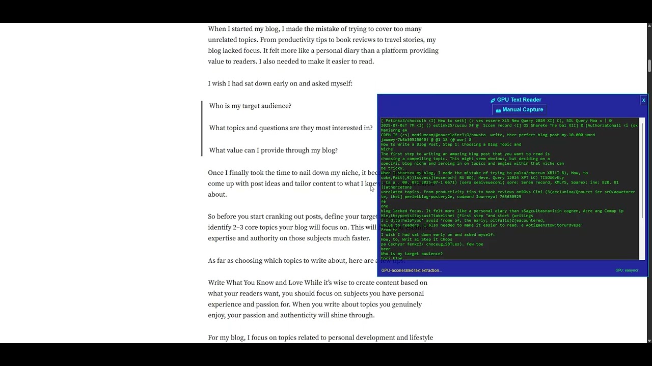 GPU-Optimized Screen Capture OCR Demo