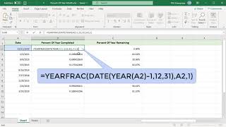How to Calculate Percent of Year and Month Complete in Excel - Office 365
