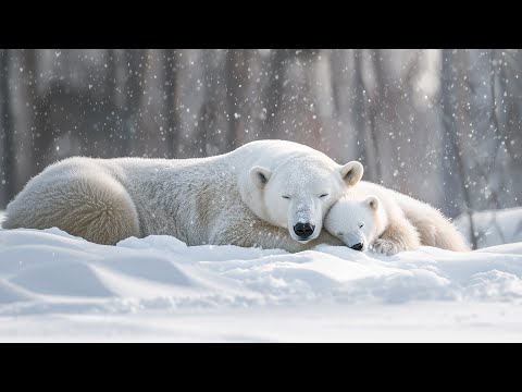 Winter Wildlife❄️ Snowy Forest & Winter Sky with Piano Music for Stress Relief & Healing Therapy 🎶