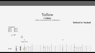 Yellow Coldplay JGS Grade 3 Guitar tutorial fingerstyle - guitar lesson (tabs, chords, notations)