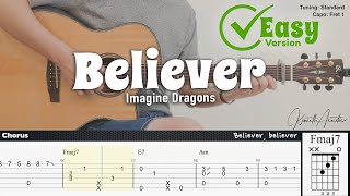 Download lagu Believer (Easy Version) - Imagine Dragons | Fingerstyle Guitar | TAB   Chords   Lyrics mp3