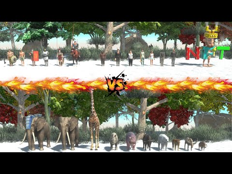All Humans VS Modern Mammals - Animal Revolt Battle Simulator