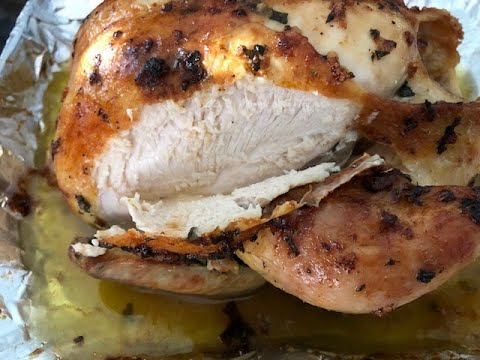 Roasted Chicken with Garlic Basil Butter