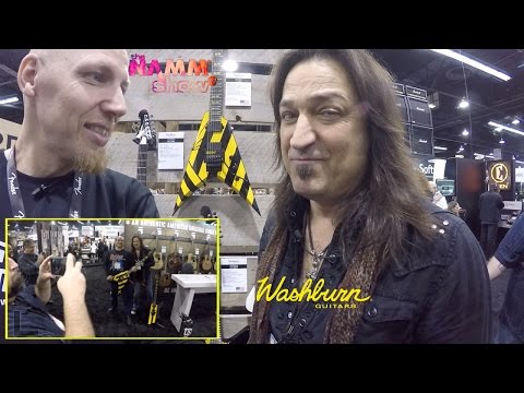 Michael Sweet NAMM 2017 Washburn booth with Jason McNamara