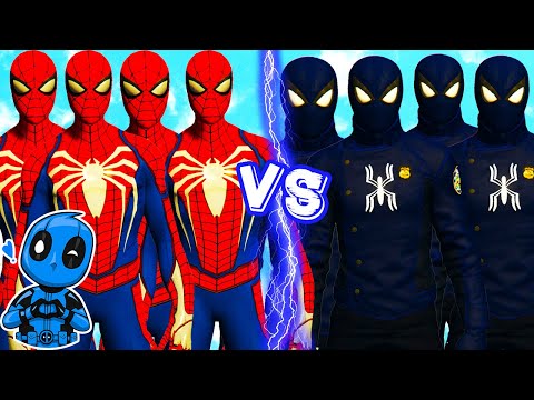 Spider-Man Team vs Spider-Man Team Cops - Epic Battle