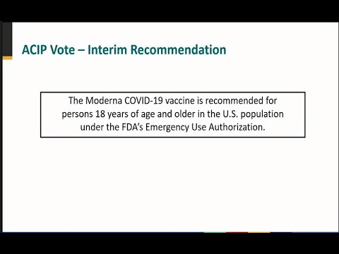 December 19, 2020 ACIP Meeting - Moderna COVID-19 Vaccine Recommendation