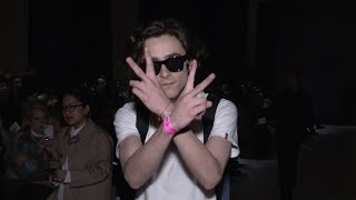 Timothee Chalamet front row for the Haider Ackermann Fashion Show