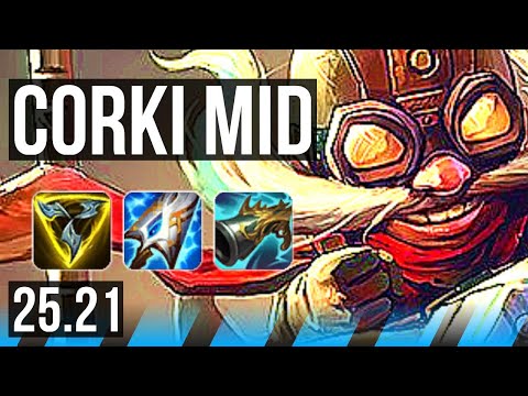 CORKI vs YONE (MID) | 6 solo kills, 18/3/7, Legendary, 46k DMG | KR Master | 25.21
