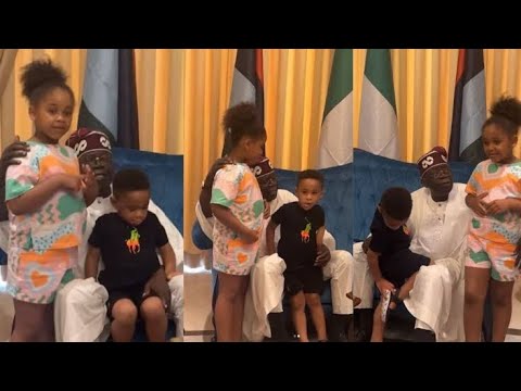 A Man With Pure Heart!! See Moment President Tinubu Spending Quality Times With His Grand Childrens