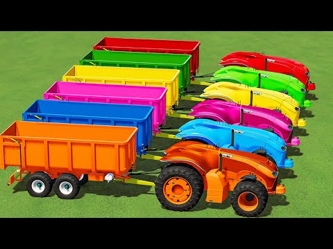 TRANSPORT CASE TRACTORS & SOYBEAN TO GARAGE! LOADING WITH BIG CAT LOADER! FS22