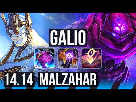GALIO vs MALZAHAR (MID) | 73% winrate, 7/1/9, Dominating, Rank 15 Galio | JP Master | 14.14