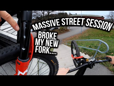 MASSIVE STREET SESSION! Destroyed my new fork and frame....