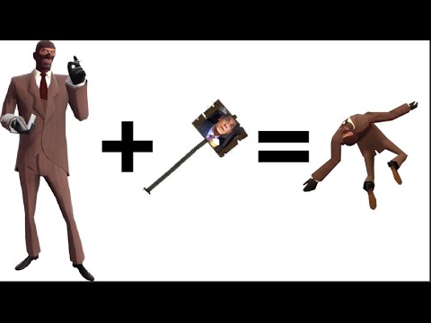 spy from tf2 failstabs, gets hit by a crit, then ragequits