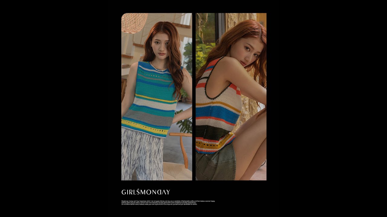 VIBRANT STRIPES ROUND COLLAR KNIT CAMI TOP