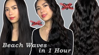 Heatless BEACH WAVES in 1 HOUR - No Heat, No Overnight Easy 10min Hair Tutorial