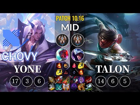 DRX Chovy Yone vs Talon Mid - KR Patch 10.16