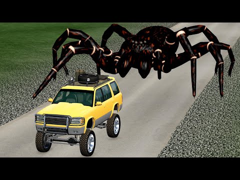 Escape From The Spider & Cars Vs Spider & Giant Insects Captured The City - BeamNG.Drive Fun Madness