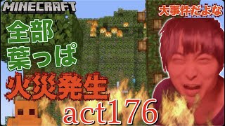 【マインクラフト】【大事件】全部葉っぱでできた巨大なお家に雷が落ちて炎が出た!! 火災発生消火作戦【セイハのセハクラ実況act176】