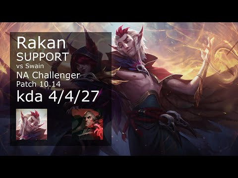 Rakan Support vs Swain - NA Challenger 4/4/27 Patch 10.14 Gameplay