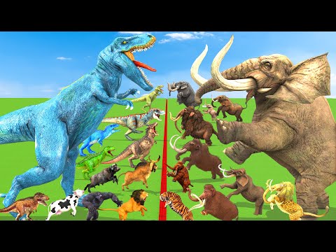 Animals vs Prehistoric Mammals vs Giant Dinosaurs Size Comparison Mammoth Vs TRex Vs Elephant ARBS