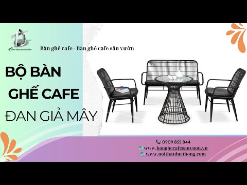 Bàn Ghế Cafe _ Mẫu Ghế Đan Giả Mây Tay Cao
