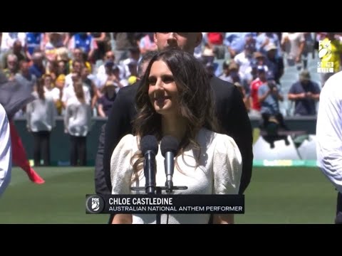 Australian National Anthem performed by Chloe Castledine at the Men’s Ashes (Cricket Australia)