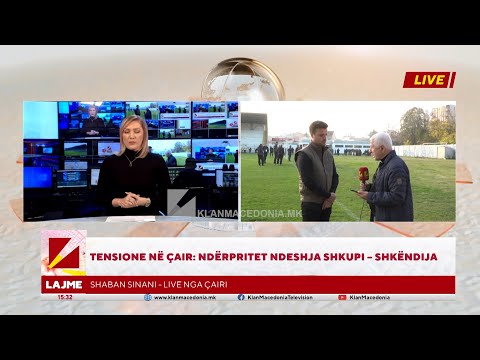Tensione në Çair: Ndërpritet ndeshja Shkupi - Shkëndija | Raporton Shaban Sinani