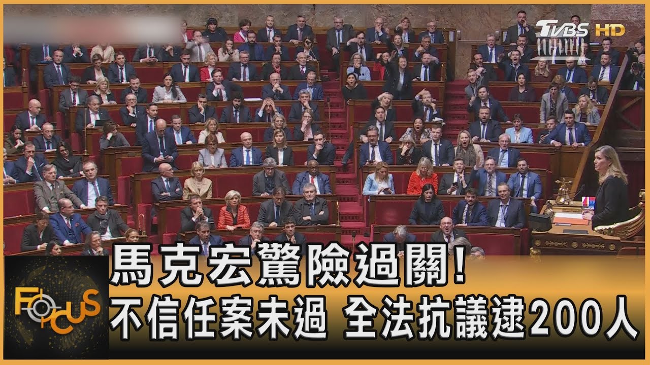 馬克宏驚險過關!不信任案未過 全法抗議逮200人