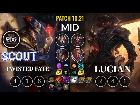 EDG Scout Twisted Fate vs Lucian Mid - KR Patch 10.21