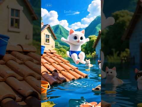 Flood? Let's swim with the cat 😁 #catlovers #cat #cartoon #funny #pets #ezamiaw