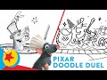 Pixar Artists Face Off to Draw Remy in the Pool Doing Magic | Pixar Doodle Duel