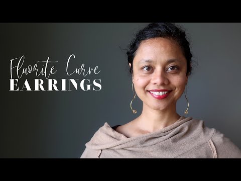 Elegant Fluorite Curve Earrings - Satin Crystals