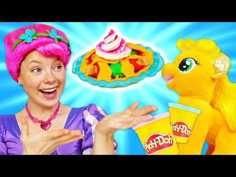 Play Doh Schule. Apfelkuchen aus Knete für My little Pony. Spielzeug Video mit Irene