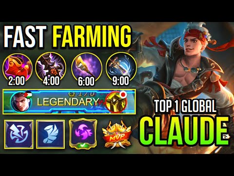 CRAZY FARMING SPEED! CLAUDE BEST BUILD 2020 | Top 1 Global Claude - Mobile Legends