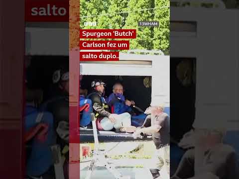 Idoso comemora 105 anos saltando de paraquedas