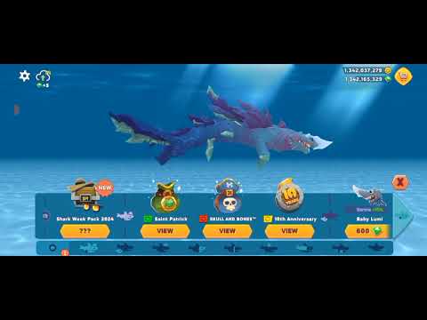 NEW LUMINITE Shark- Hungry Shark World - UNLOCKING AND GAMEPLAY - Luminite shark Full Ugraded to MAX