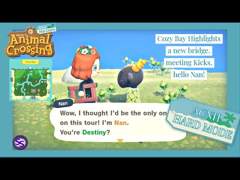 ACNH Hard Mode ~ Cozy Bay Highlights ~ a new bridge. meeting Kicks,hello Nan!