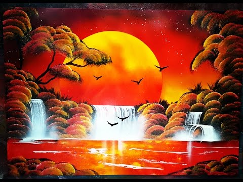 Spray Art Tutorial Sunset Forest Lake 2016 ITA