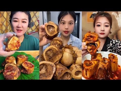 Chinese Food Mukbang Eating Show | Red beef bone marrow | Beef Bone Marrow Challenge #341