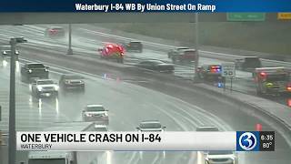 Crash shuts down lane on I-84 west in Waterbury, causing delays