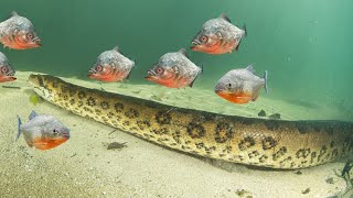 Piranhas acabam com sucuri em segundos! Incrível!