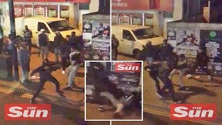 Shocking moment lads fight in the road as mass brawl breaks out in North West London
