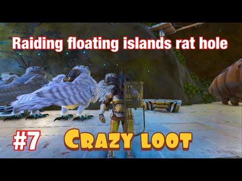 Raiding floating islands rat hole on crystal isles (Episode 7 Ark survival evolved)